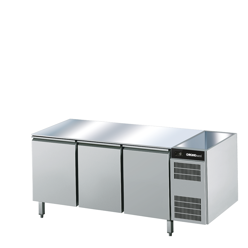Bäckerei-Tiefkühltisch EN4060, 3 Türen, ohne Tischpl, (H 800mm), Steckerfertig