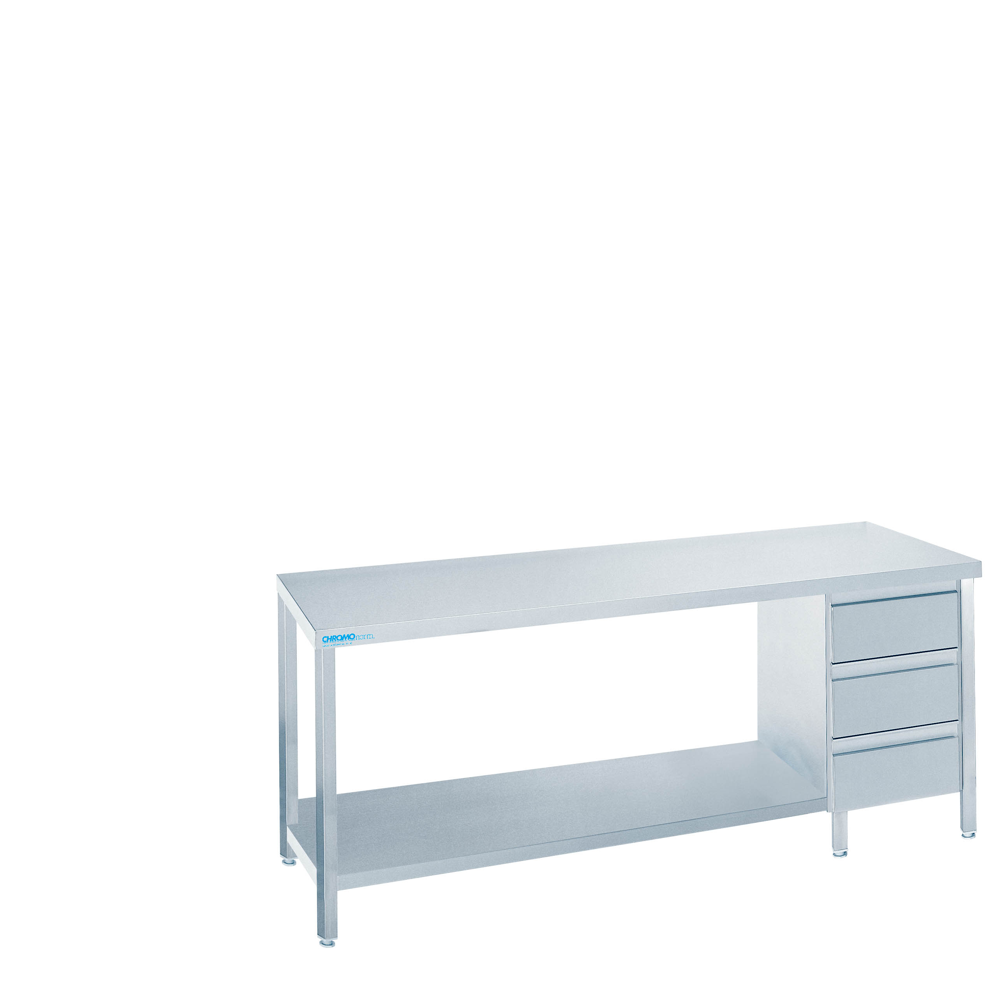 Arbeitstisch mit Zwischenboden und Schubladenblock rechts -Tiefe 700mm- Tischpl. allseits ab