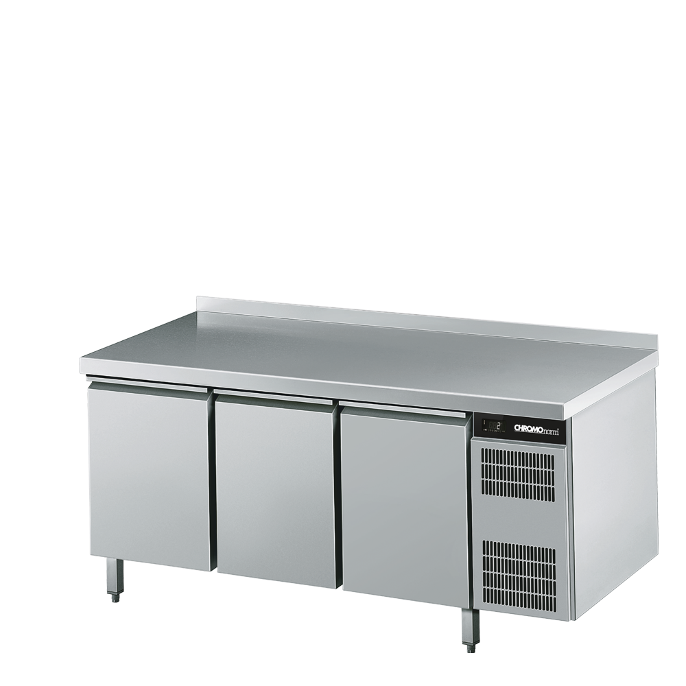 Bäckerei-Kühltisch EN4060, 3 Türen, mit Tischpl, hinten auf, Steckerfertig