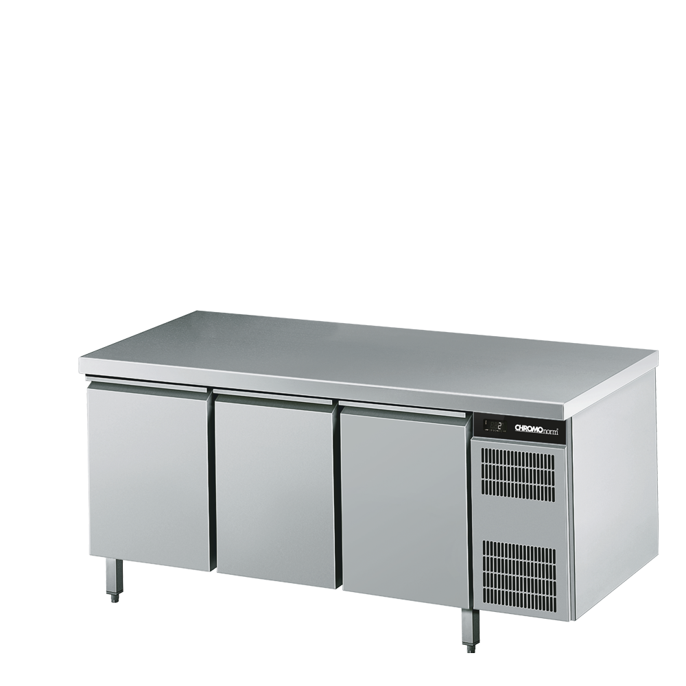 Bäckerei-Kühltisch EN4060, 3 Türen, mit Tischpl, allseits ab, Steckerfertig