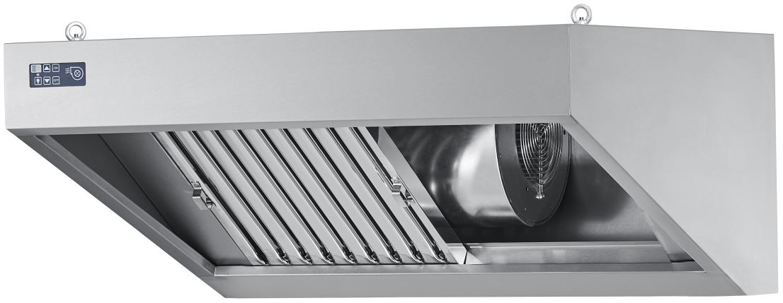 Wandhaube -L 2200mm, mit Ventilator und LED-Einbaubeleuchtung