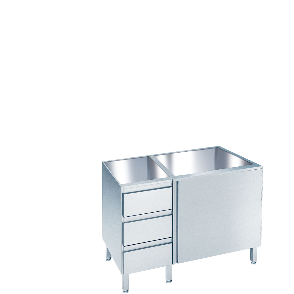 Arbeitsschrank mit Flügeltür und Schubladenblock links -Tiefe 660 (700)mm- ohne Tischpl.