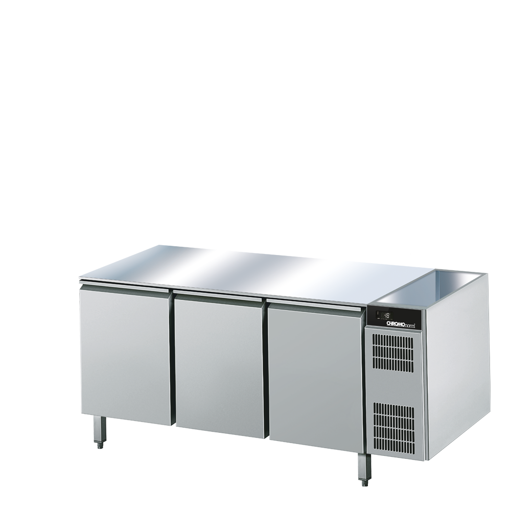 Bäckerei-Tiefkühltisch EN4060, 3 Türen, ohne Tischpl, (H 800mm), Zentralkühlung