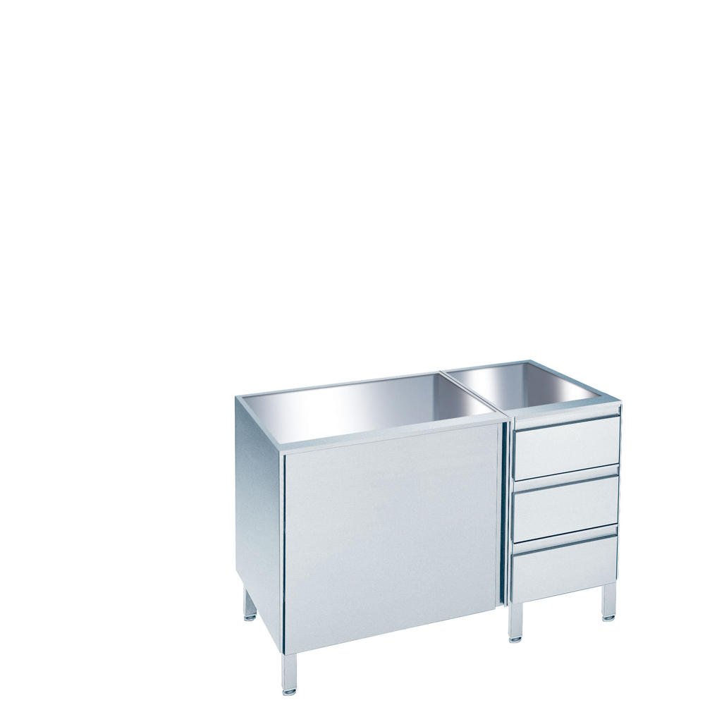 Arbeitsschrank mit Flügeltür und Schubladenblock rechts -Tiefe 560 (600)mm- ohne Tischpl.