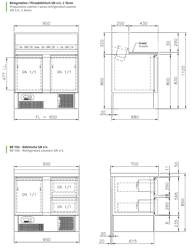 TI Belegstation Pizzakuehltisch GN TI 01