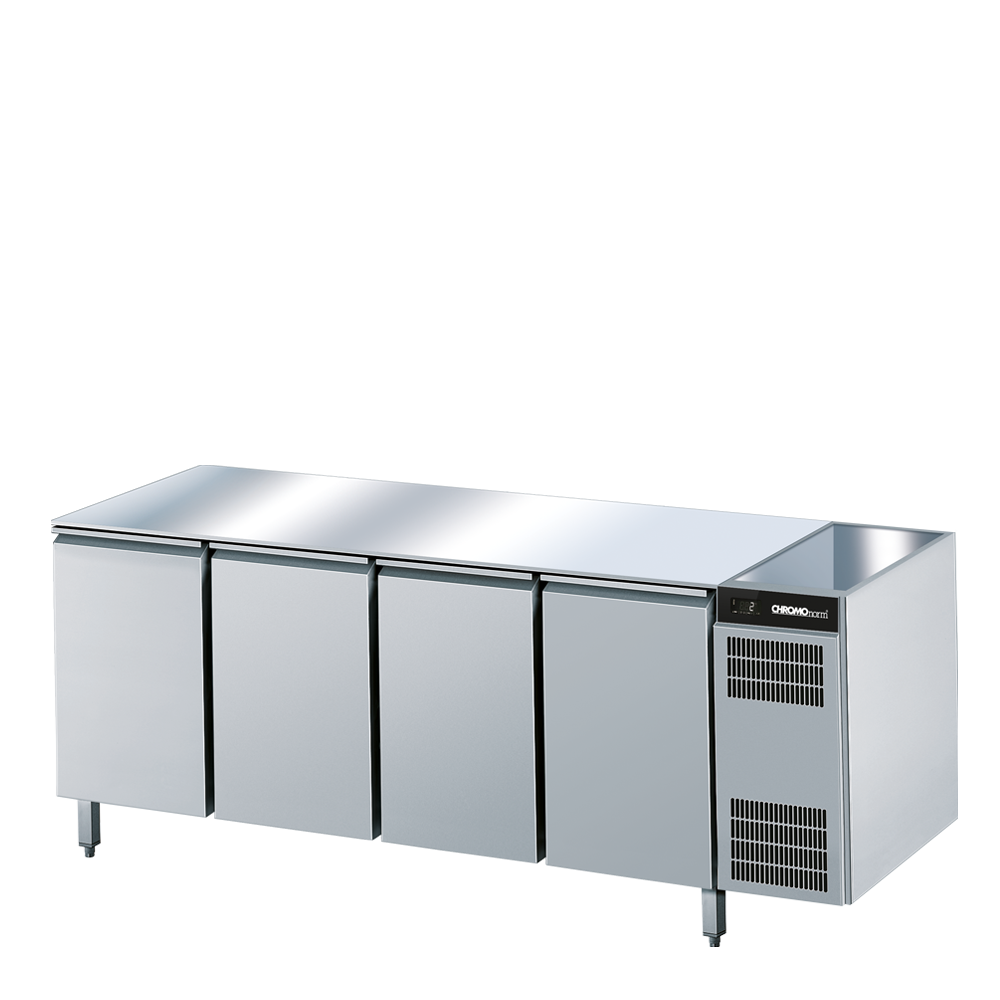Kühltisch GN 1/1, 4 Türen, ohne Tischpl. (H 800mm), Steckerfertig